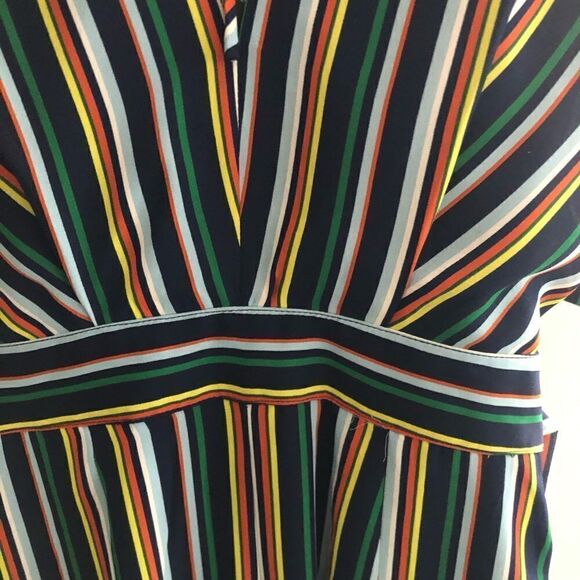 Aqua VNeck Stripe Wide Leg Cropped Jumpsuit Size XS - Picture 3 of 6